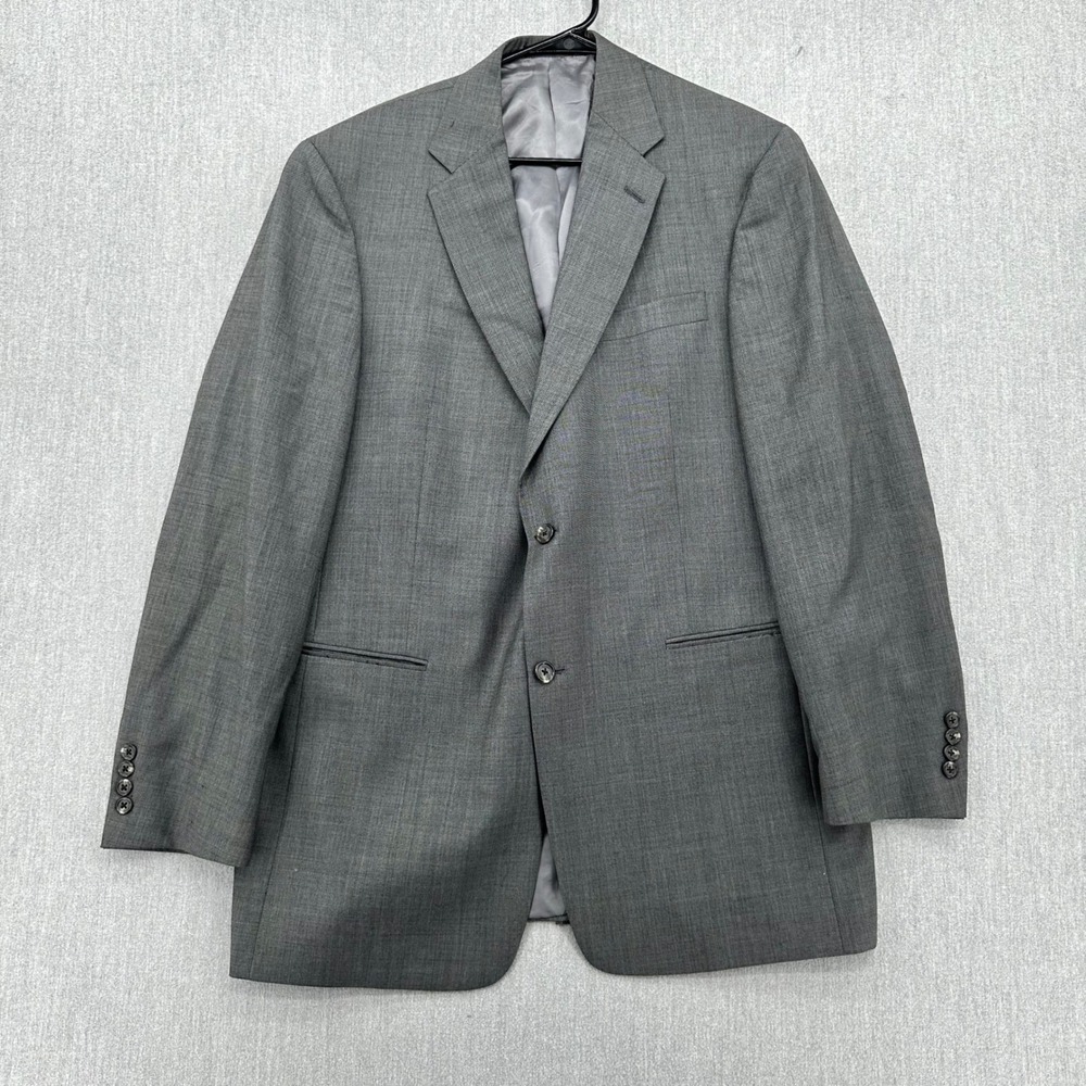 Hart Schaffner Marx Blazer Mens 42L Gray Two Button Suit Jacket Wool Blend‎